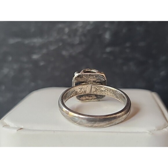 925 Sterling Silver Pearl Floral Square Shaped Ring Vintage, SIZE US 7.25 - Picture 6 of 10